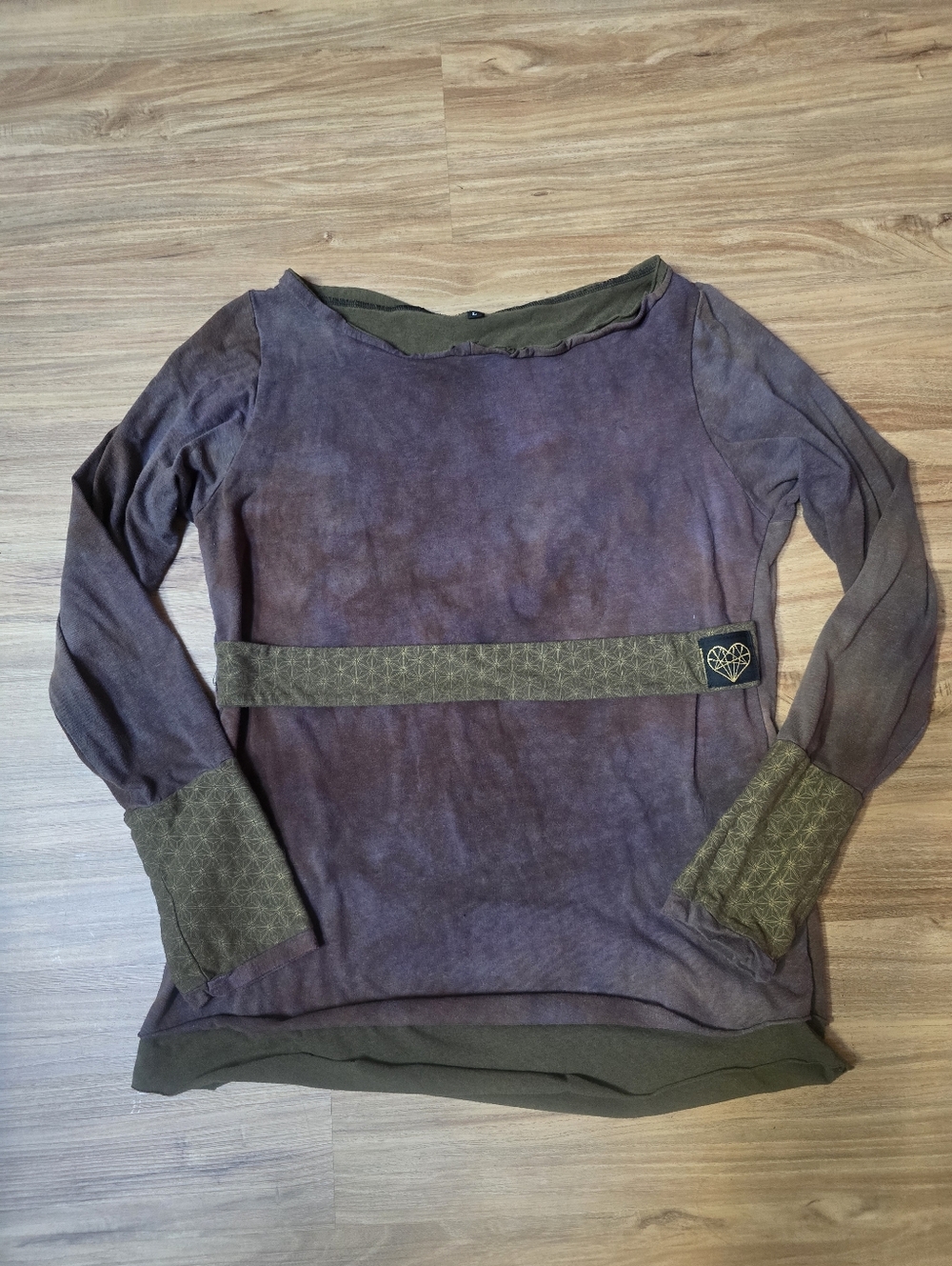Sew Much Love Purple And Green Sacred Geometry Long Sleeve Top Size Large
